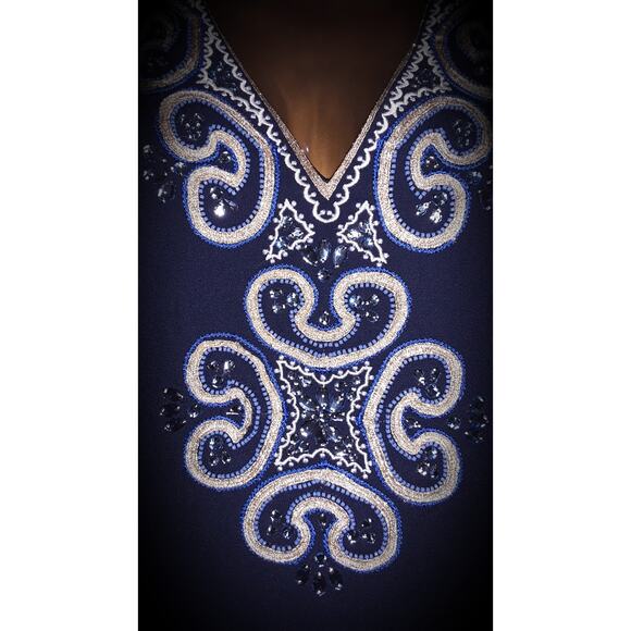 Lilly Pulitzer Sz 2 PENELOPE Bead & Gold Metallic Embellished Dress - Picture 4 of 9